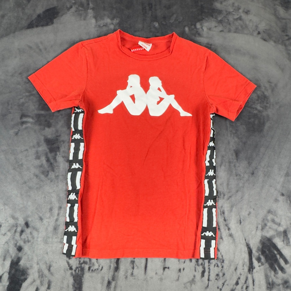 Kappa T-Shirt Mens Medium Red Omini Logo Side Tape Short Sleeve 4695